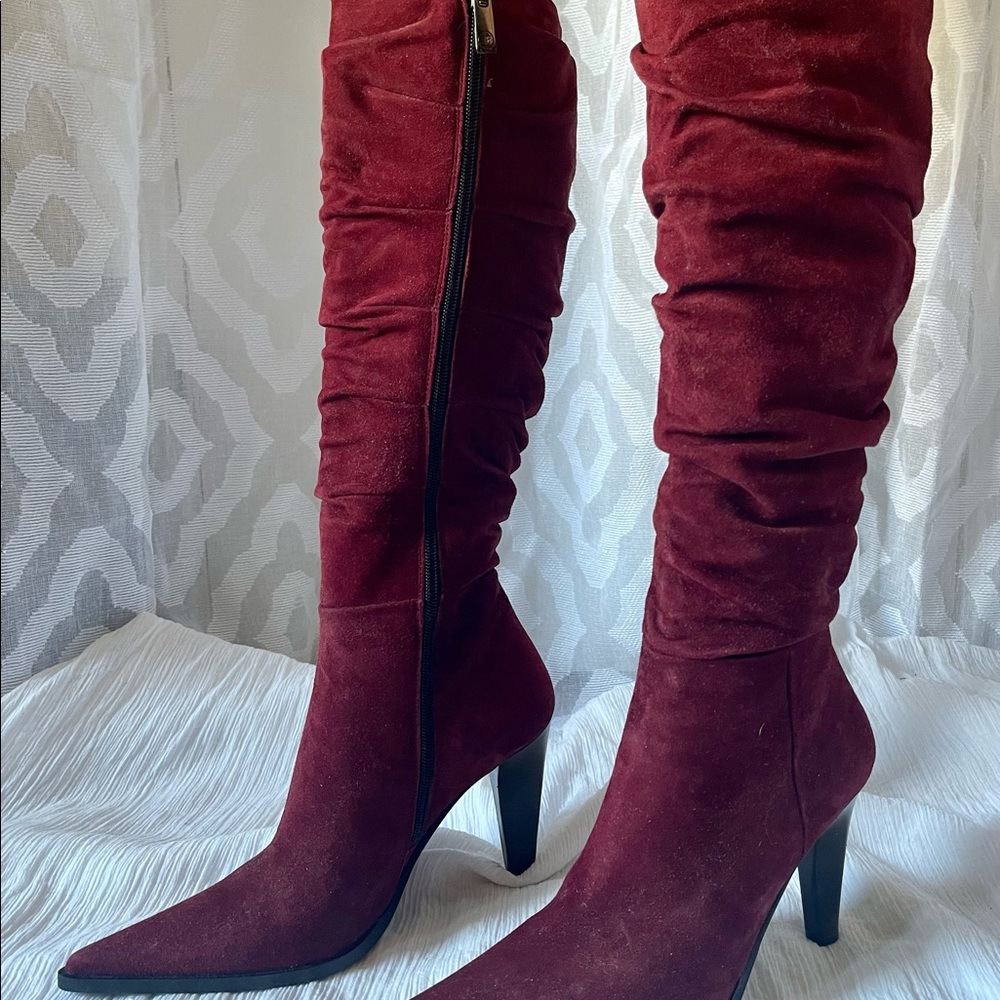 Angela Falconi wine suede knee high boots 37.5